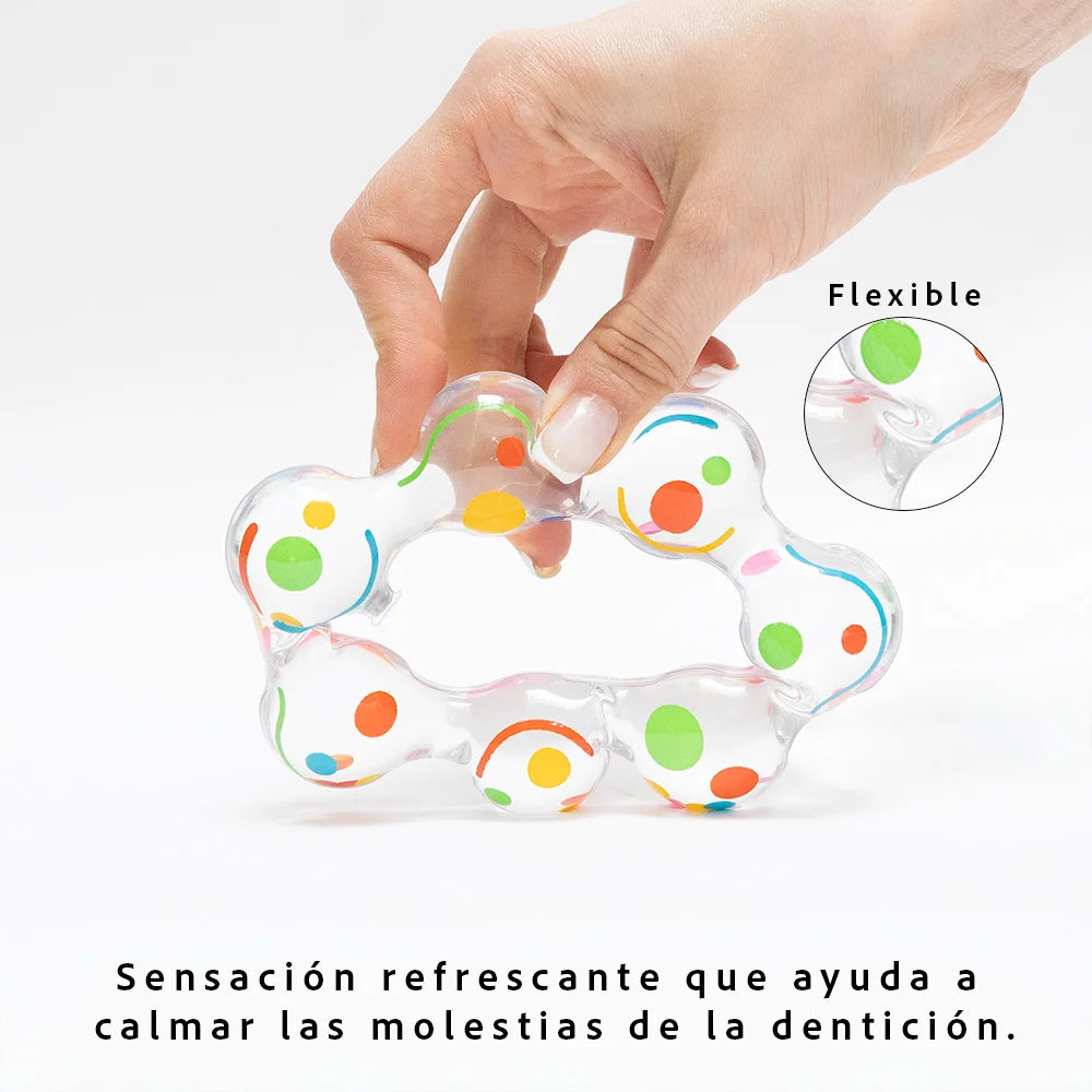 Confetti Teether Starbien, soft plastic, for babies 3-24m, ergonomic, colorful, soothes baby gums, safe and fun, Made in Mexico