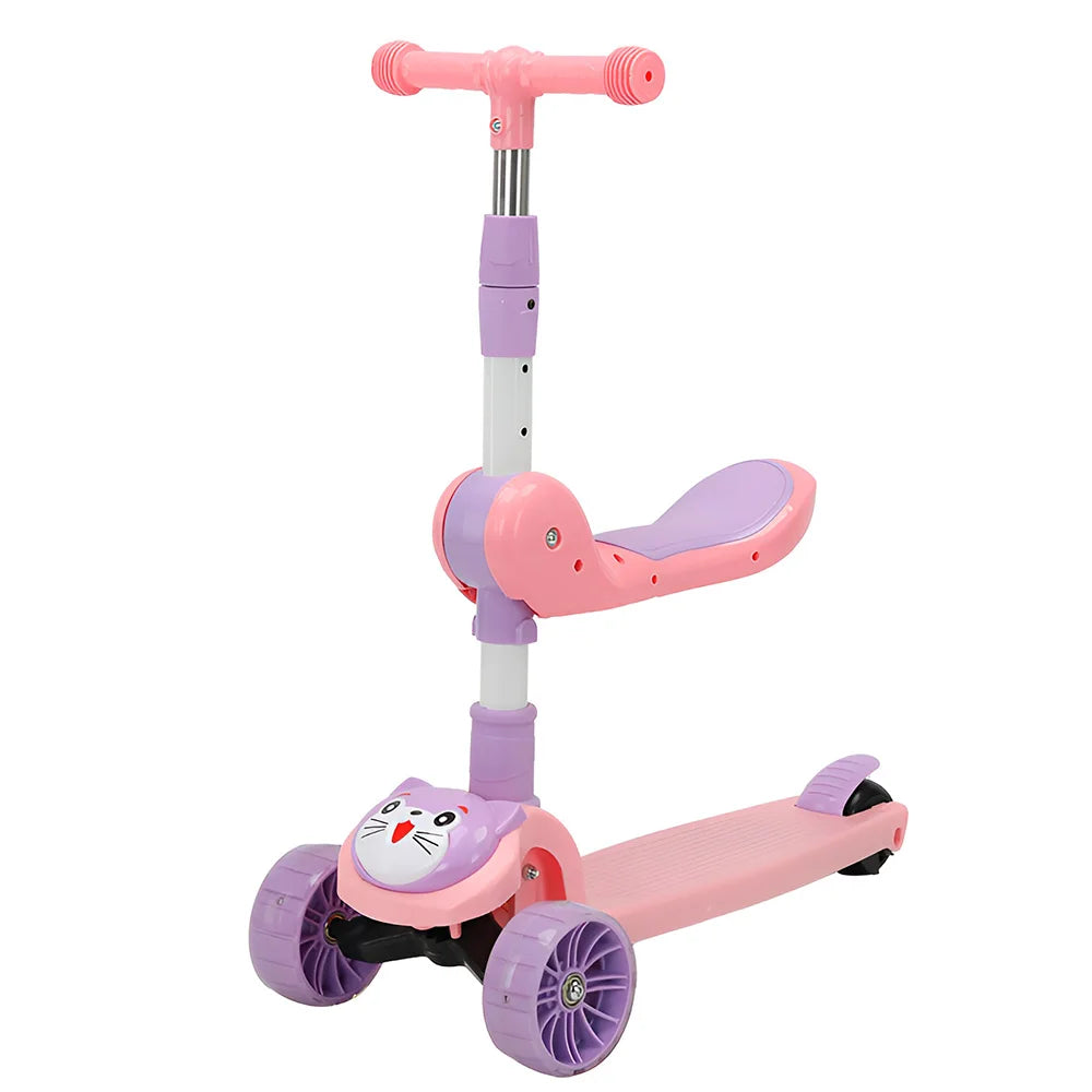 Adjustable Removable Seat Scooter for Kids and Babies Fun and Safe Folding Steel Three-Wheel PU Foldable with Unique Features