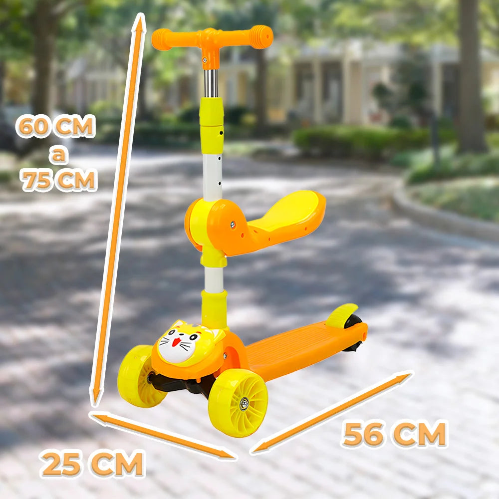 Adjustable Removable Seat Scooter for Kids and Babies Fun and Safe Folding Steel Three-Wheel PU Foldable with Unique Features