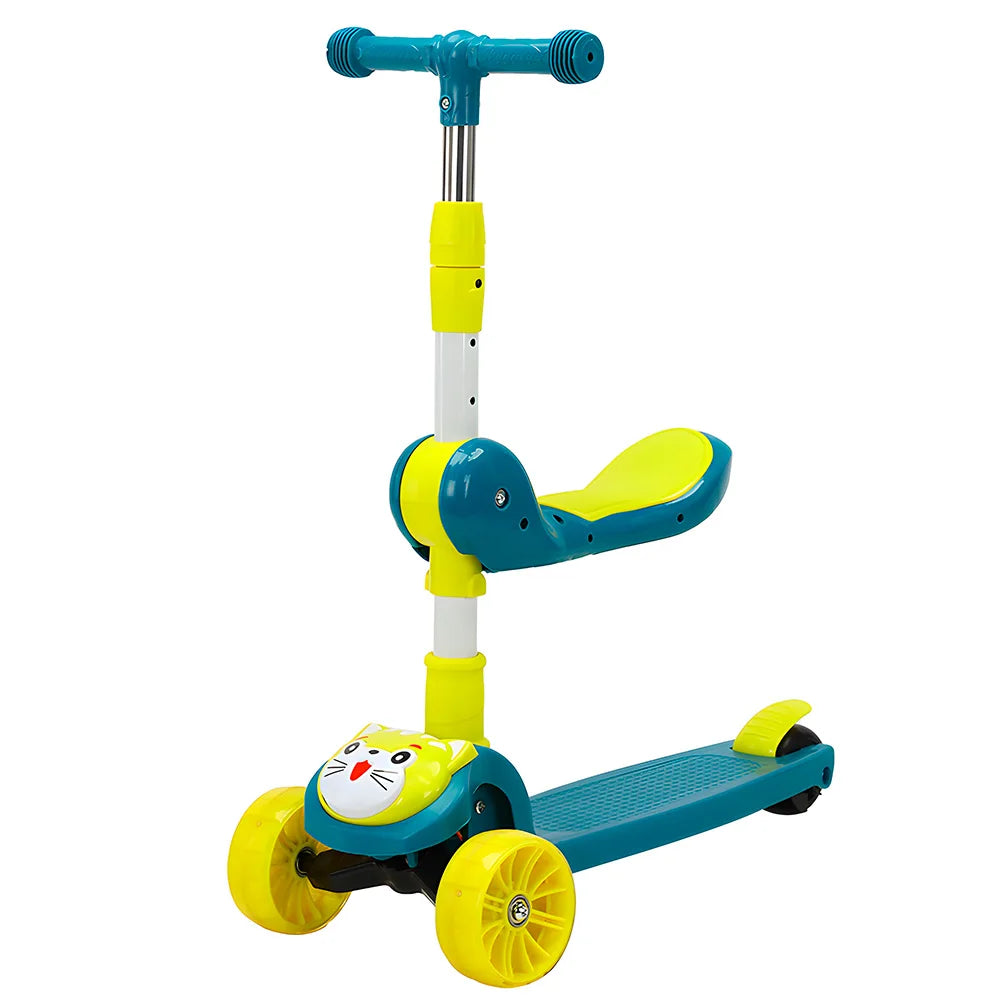 Adjustable Removable Seat Scooter for Kids and Babies Fun and Safe Folding Steel Three-Wheel PU Foldable with Unique Features