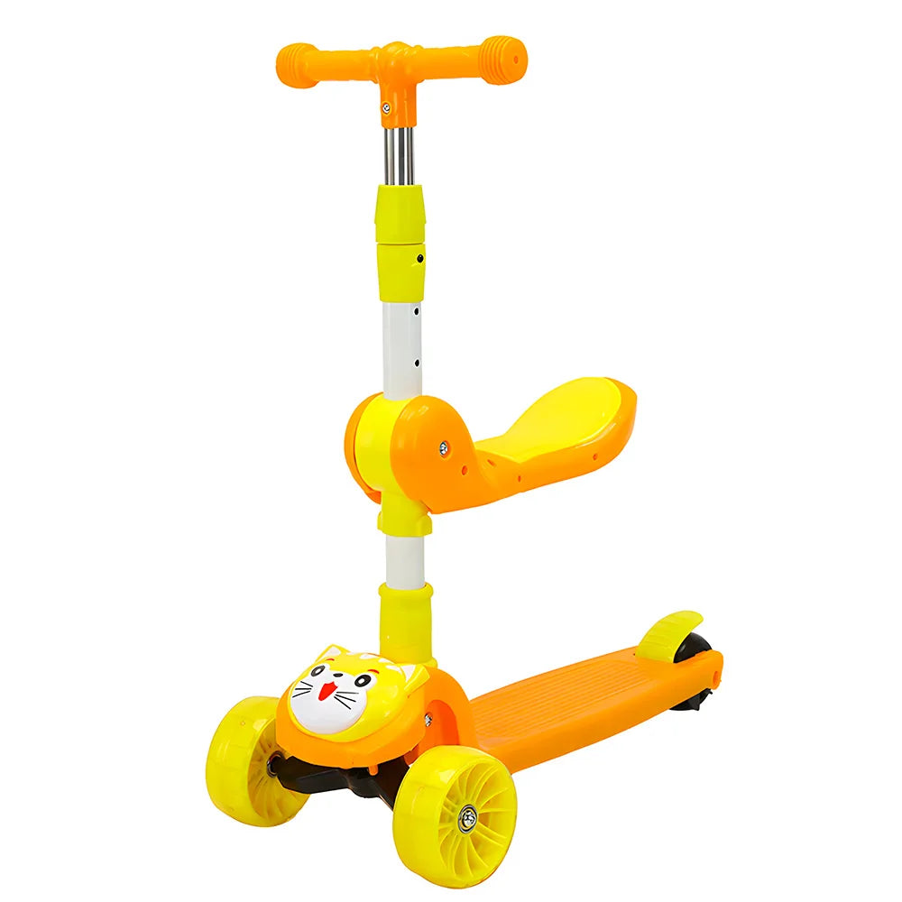 Adjustable Removable Seat Scooter for Kids and Babies Fun and Safe Folding Steel Three-Wheel PU Foldable with Unique Features