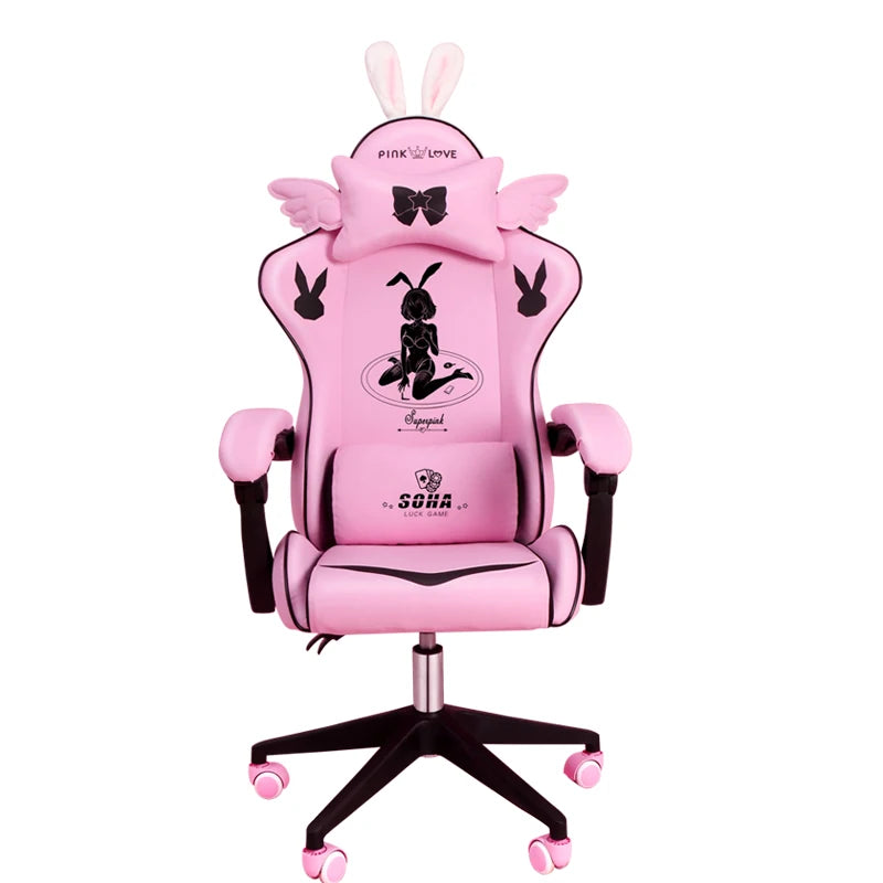 Pink Magic Gaming Chair Girl Game Competitive Rotating Chair Home Liftable Computer Chair Fashion Comfortable Anchor Live Chair
