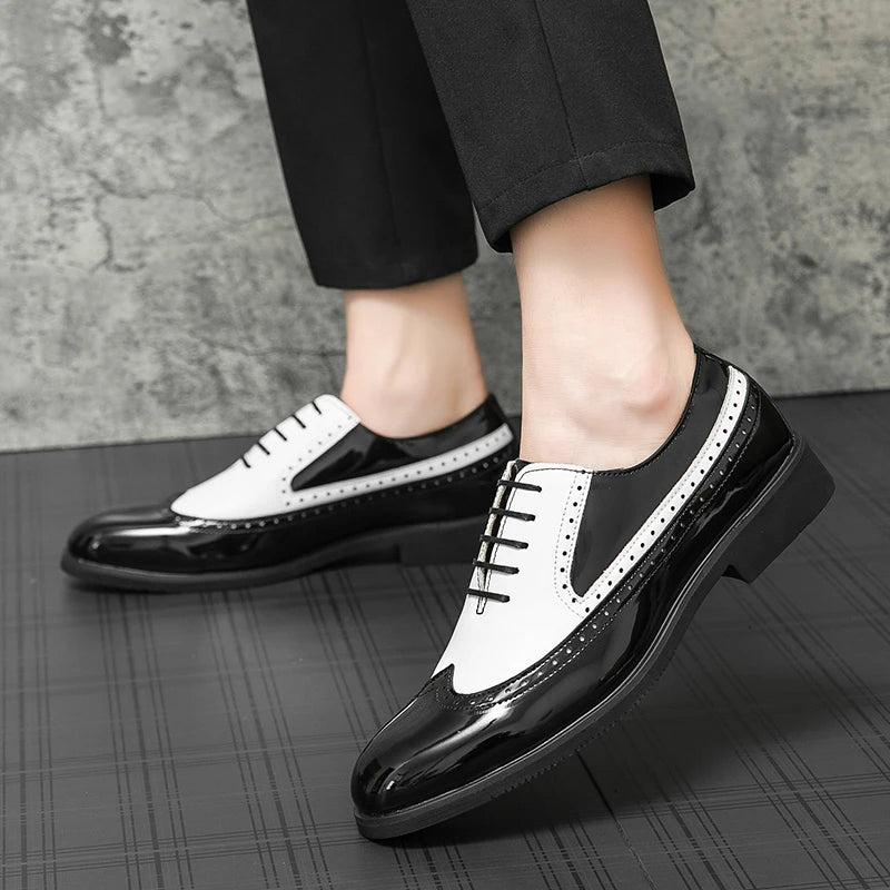 Large Size 38-48 Lace up Men Leather Shoes Office Footwear Wedding Dress Shoes & Oxfords