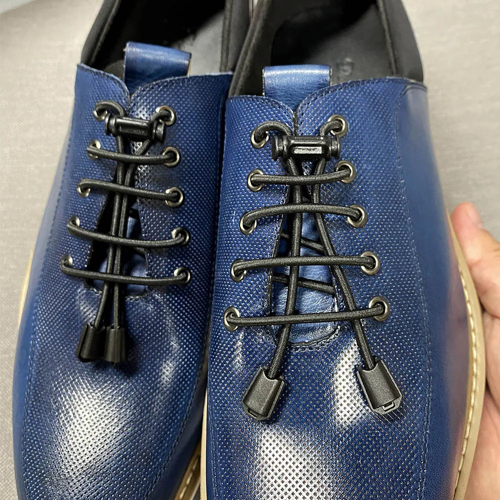Men's Casual Fashion Shoes 2022 High-Quality Genuine Leather Lace-Up Luxury Sneakers Blue/Black Breathable Flat Oxfords