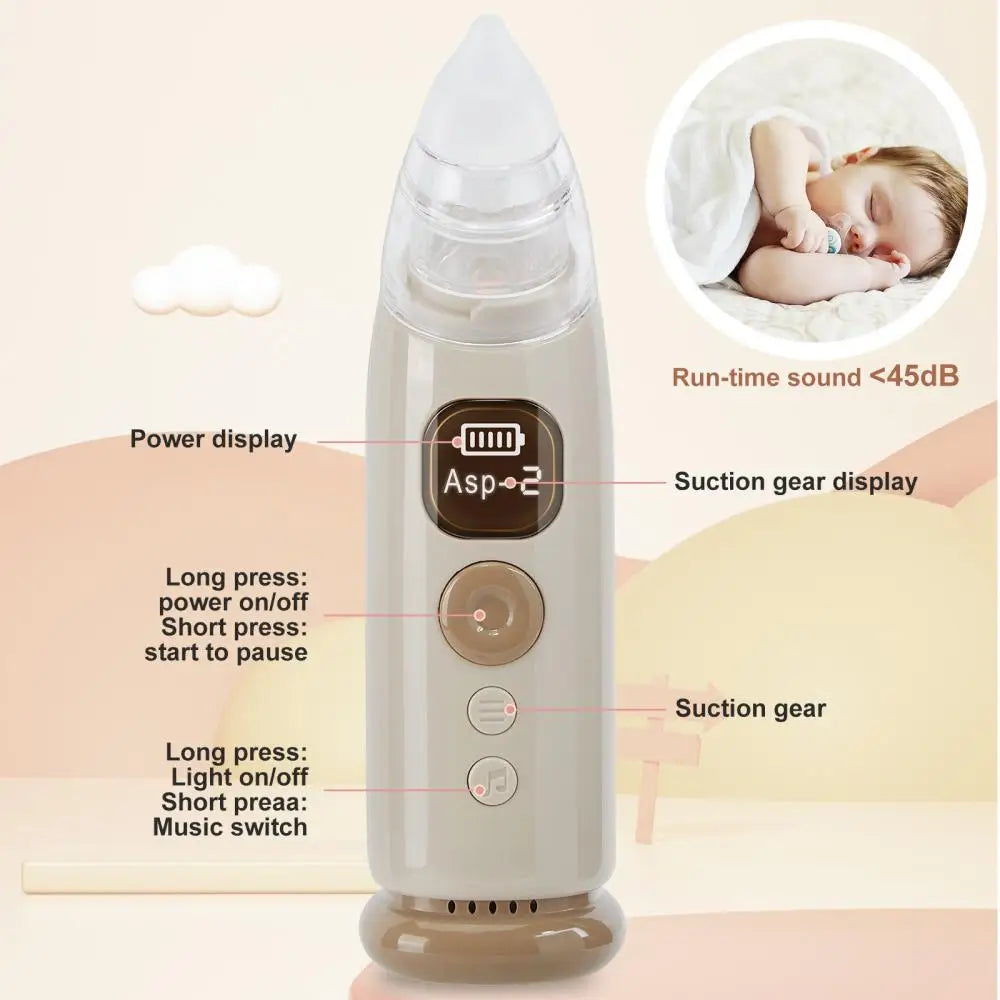 Anti Reflux Design Baby Nasal Aspirator-Electric Nose Suction with Adjustable Power,3 Soft Tips,Soothing Music  Light for Babies