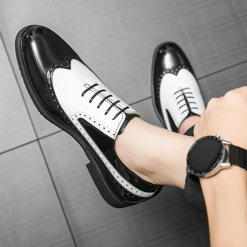 Large Size 38-48 Lace up Men Leather Shoes Office Footwear Wedding Dress Shoes & Oxfords