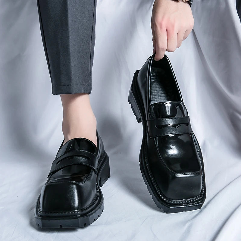 Hot Sale Men Leather Dress Shoes Slip-on Formal Wedding Party Business Office Loafers Breathable Low-top Trendy Shoes Wholesale