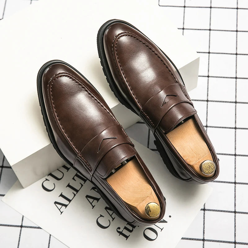 Men Leather Shoes Size 47 48 Slip on Leisure Comfortable Dress Shoes Leather Men Penny Loafers