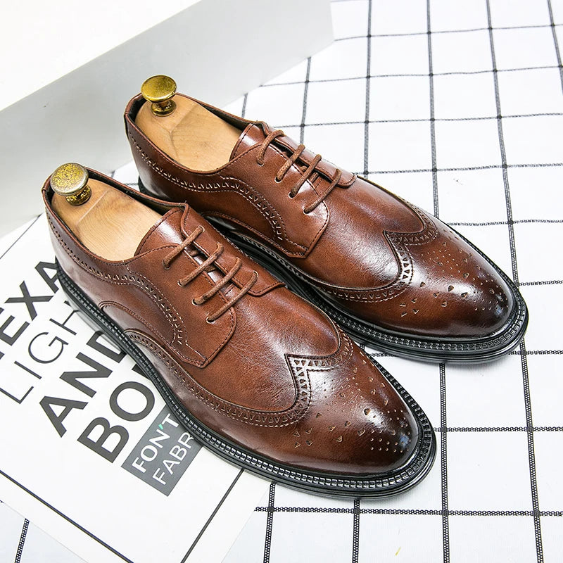 Luxury Lightweight Office Men Leather Shoes Classic Breathable Business Shoes Vacation Dating Dress Shoes Factory in Stock