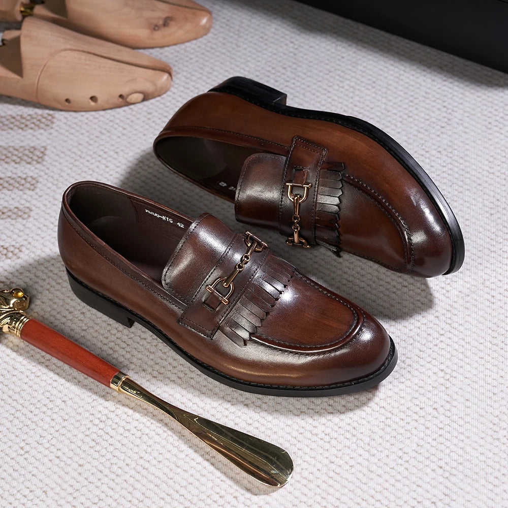 New Arrival Autumn Hot Selling Loafer Slip on Dress Men Leather Shoes Monk Strap Buckle Semi-Casual Handmade Shoes Custom Shoes