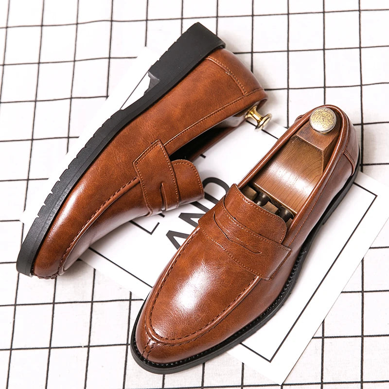Genuine Men Leather Shoes Italian Black Leather School Shoes Men Leather Dress Shoes & Oxford