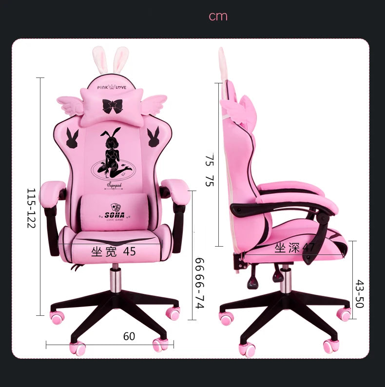 Pink Magic Gaming Chair Girl Game Competitive Rotating Chair Home Liftable Computer Chair Fashion Comfortable Anchor Live Chair