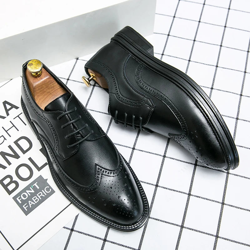 Luxury Lightweight Office Men Leather Shoes Classic Breathable Business Shoes Vacation Dating Dress Shoes Factory in Stock