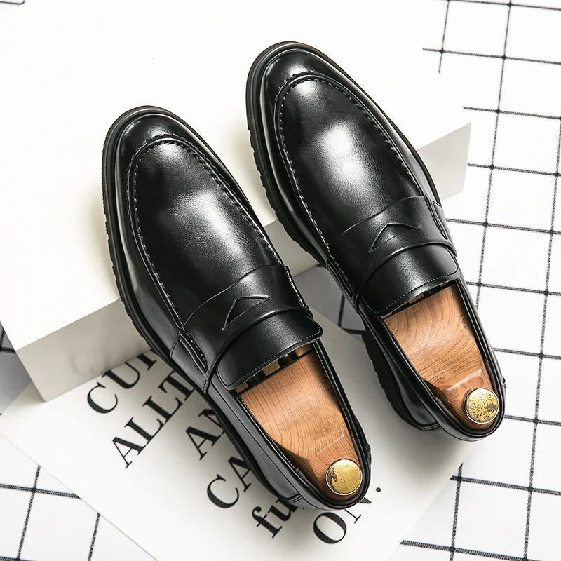 Men Leather Shoes Size 47 48 Slip on Leisure Comfortable Dress Shoes Leather Men Penny Loafers