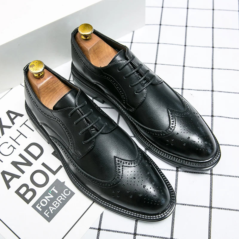 Luxury Lightweight Office Men Leather Shoes Classic Breathable Business Shoes Vacation Dating Dress Shoes Factory in Stock