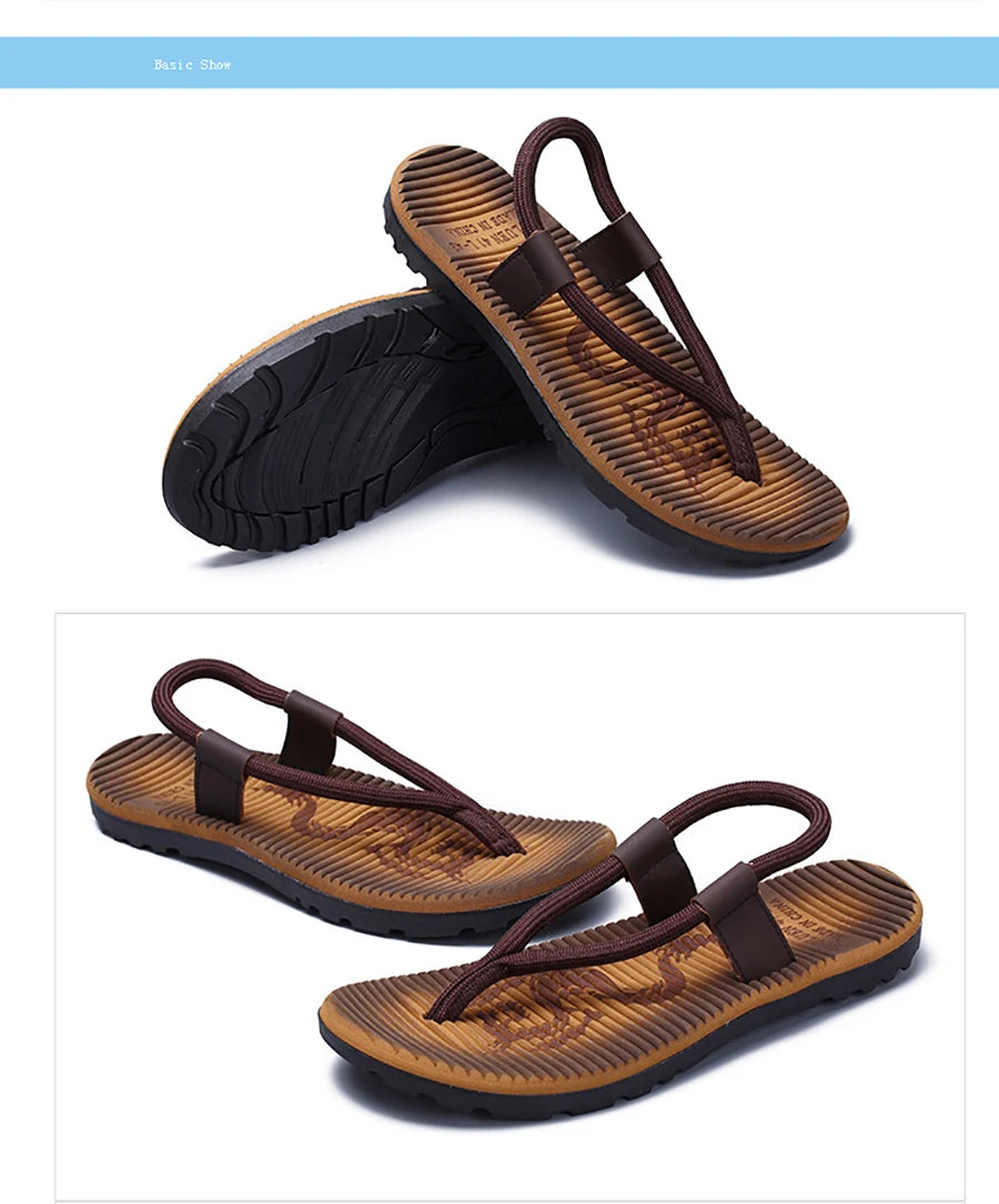 Summer Men Sandals New Beach Slippers High Quality Beach Flip Flops Fashion Solid Flat Outdoor Shoes Outdoors Non-slip Slippers