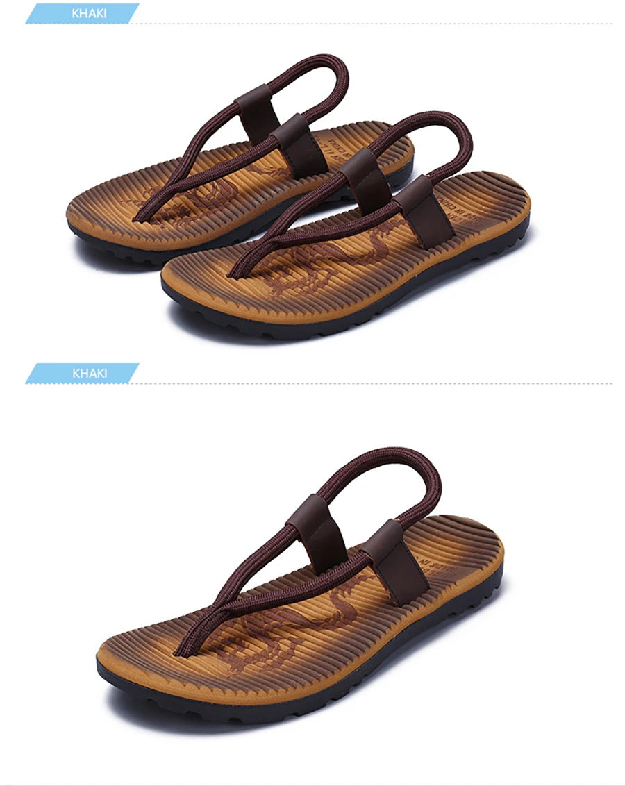 Summer Men Sandals New Beach Slippers High Quality Beach Flip Flops Fashion Solid Flat Outdoor Shoes Outdoors Non-slip Slippers