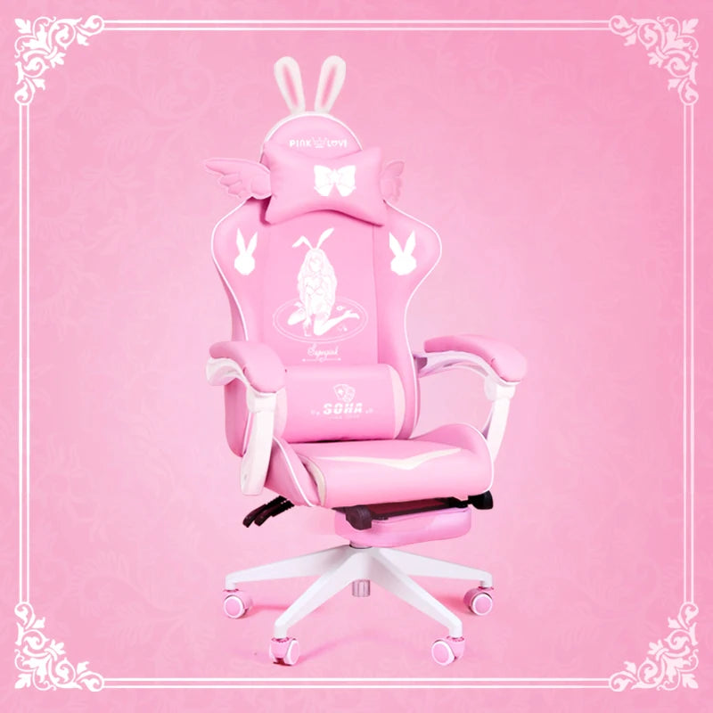 Pink Magic Gaming Chair Girl Game Competitive Rotating Chair Home Liftable Computer Chair Fashion Comfortable Anchor Live Chair