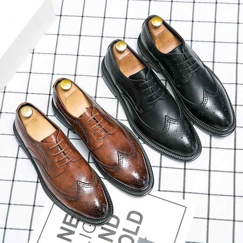 Luxury Lightweight Office Men Leather Shoes Classic Breathable Business Shoes Vacation Dating Dress Shoes Factory in Stock
