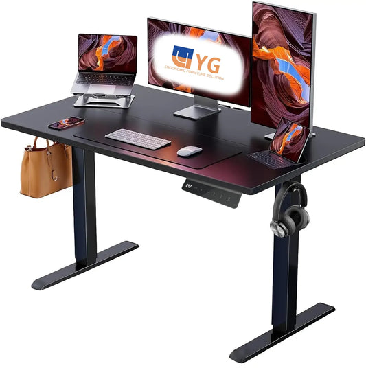 YG Electric 48x24 Inches Full Size Keyboard Tray Modern Design Adjustable Height Standing Desk for Home Office Sit Stand Desk