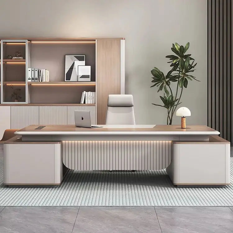 Luxury 1.8m L-Shape  MDF Office Desk with Drawer Modern Design Convertible Wooden Panel Luxury Executive Office Desk