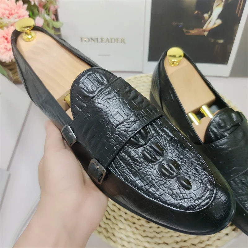 Latest Design Round Toe Men Monk Strap Shoes Size 13 Microfiber Men Leather Shoes