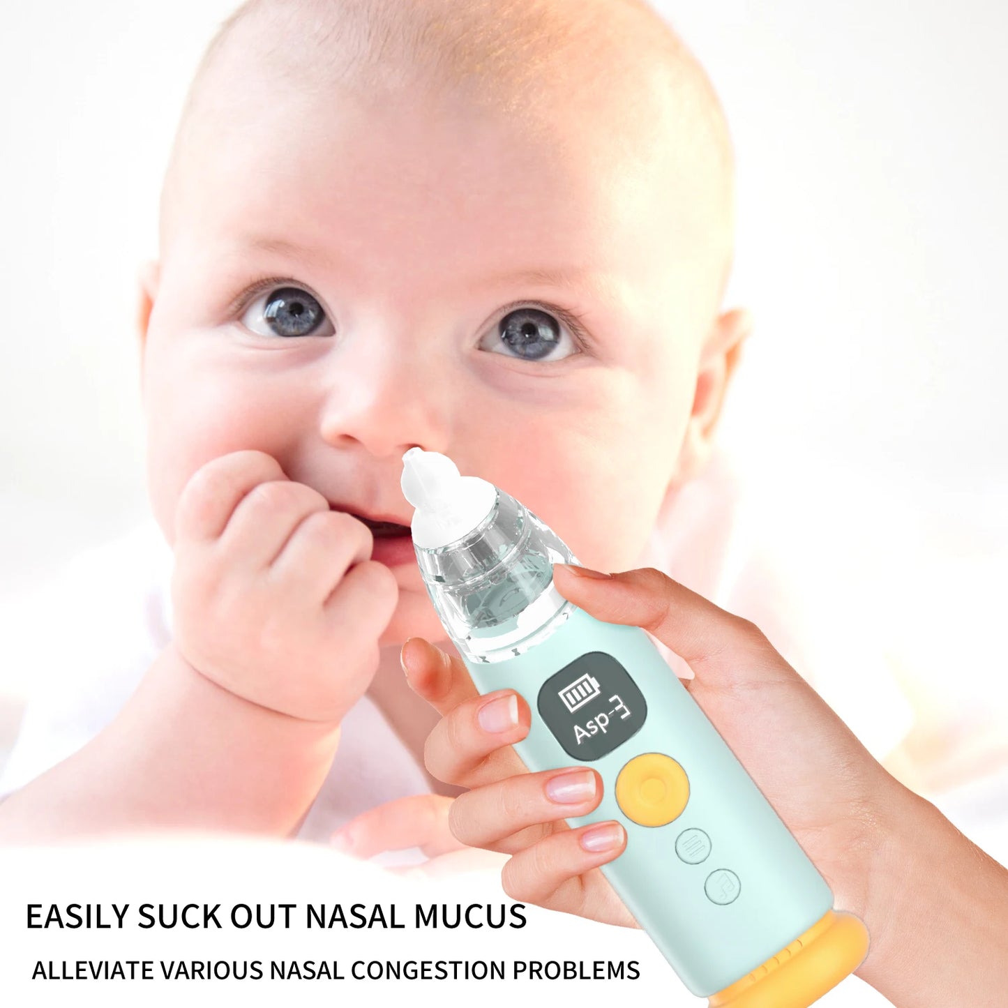 Anti Reflux Design Baby Nasal Aspirator-Electric Nose Suction with Adjustable Power,3 Soft Tips,Soothing Music  Light for Babies