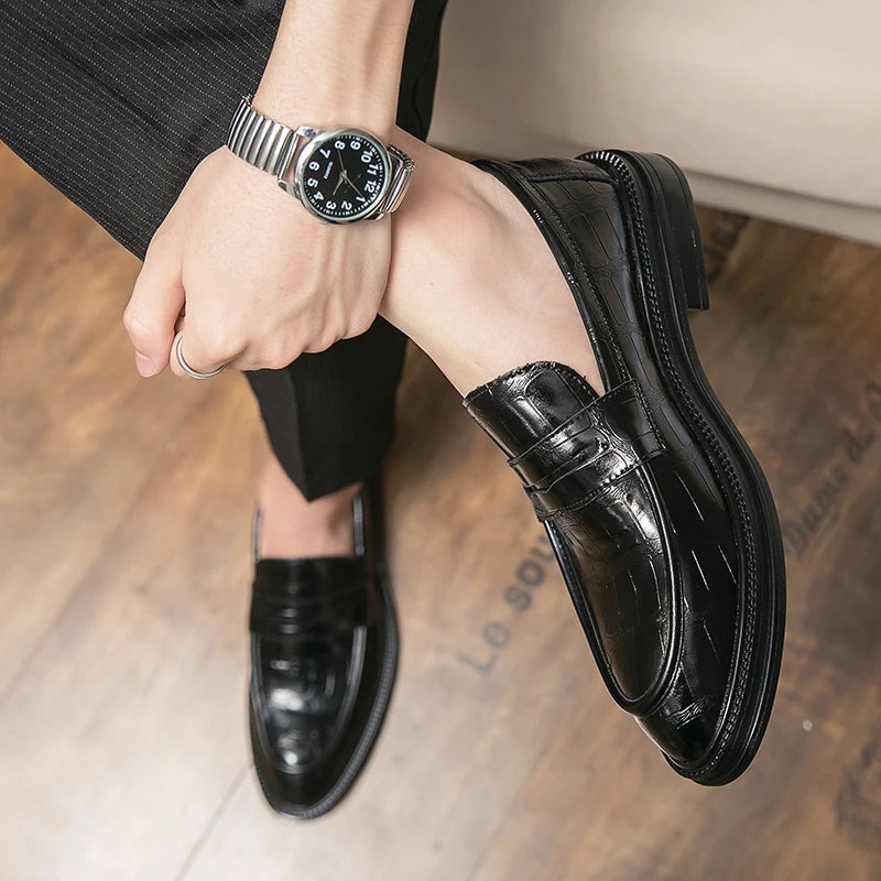 Office Men Leather Shoes Men's Elegant Business Dress Shoes Wearing Comfortable Light Weight Wear