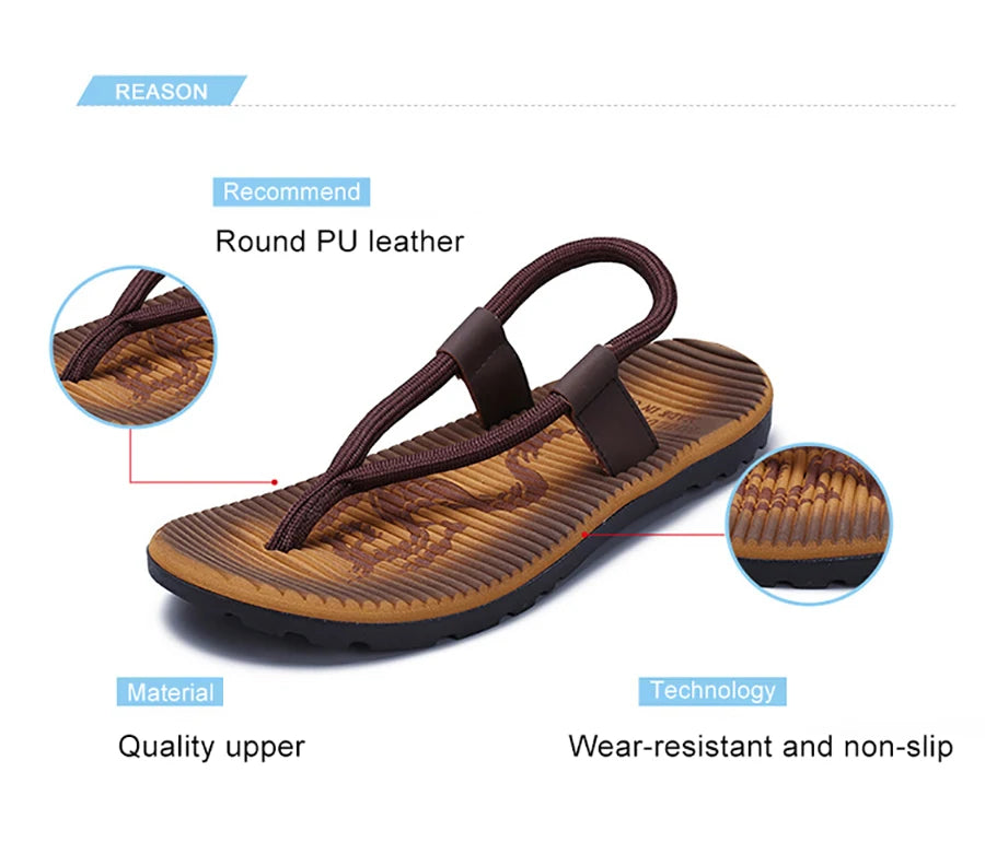 Summer Men Sandals New Beach Slippers High Quality Beach Flip Flops Fashion Solid Flat Outdoor Shoes Outdoors Non-slip Slippers