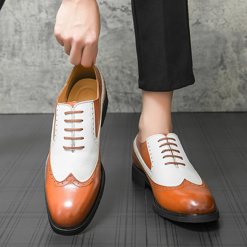 Large Size 38-48 Lace up Men Leather Shoes Office Footwear Wedding Dress Shoes & Oxfords