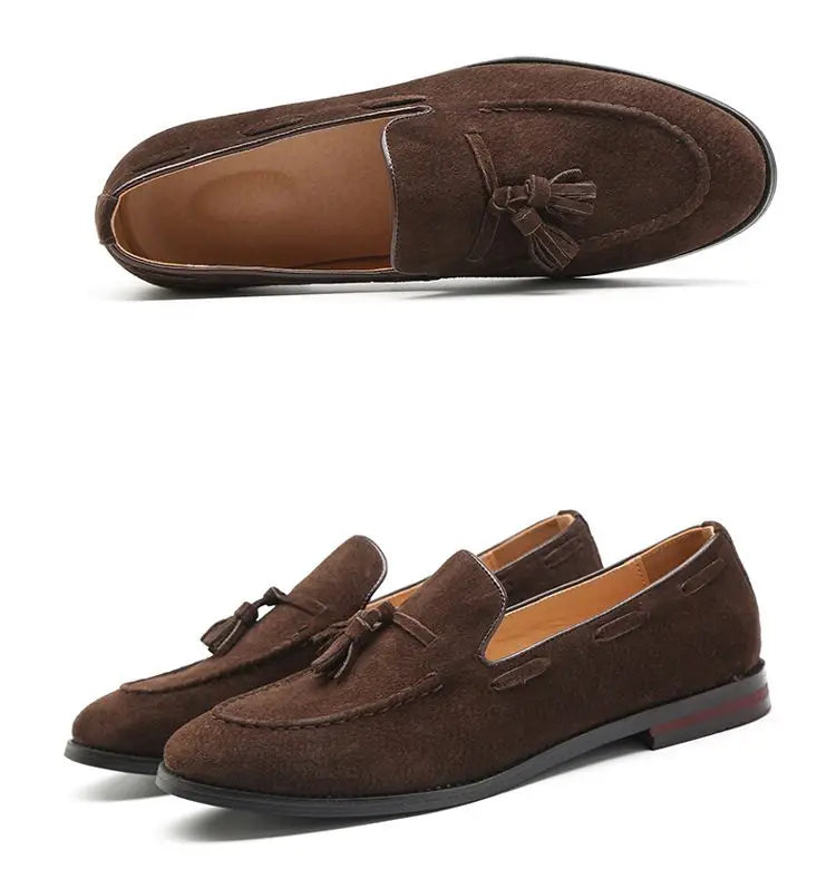 Fashion Men's Casual Shoes Suede Leather Slip-on Mens Trendy Tassels Classic Loafers Moccasins Men Party Wedding Driving Flats