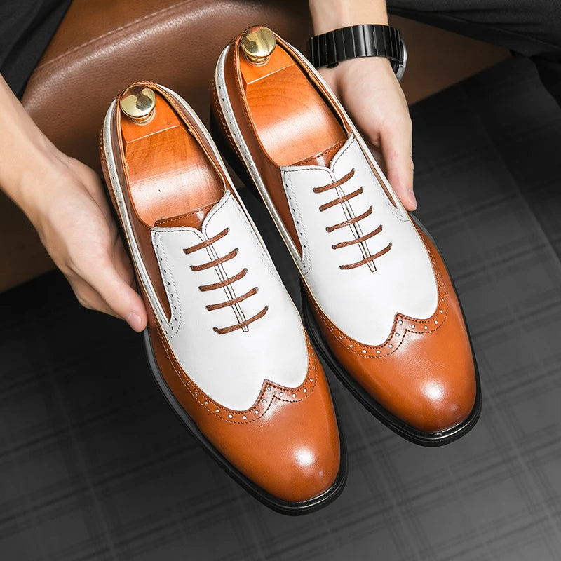 Large Size 38-48 Lace up Men Leather Shoes Office Footwear Wedding Dress Shoes & Oxfords