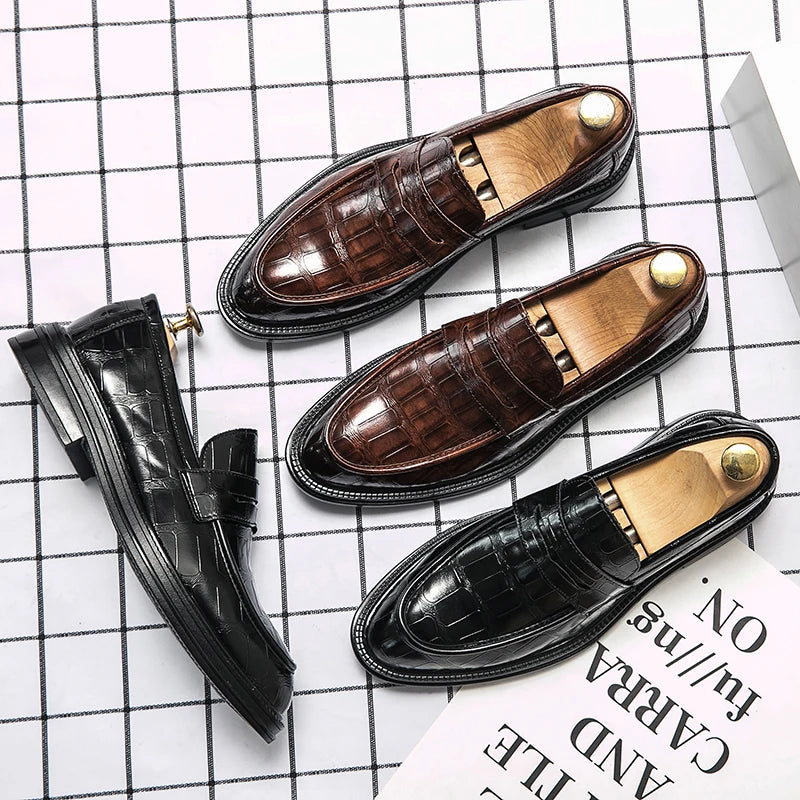 Office Men Leather Shoes Men's Elegant Business Dress Shoes Wearing Comfortable Light Weight Wear