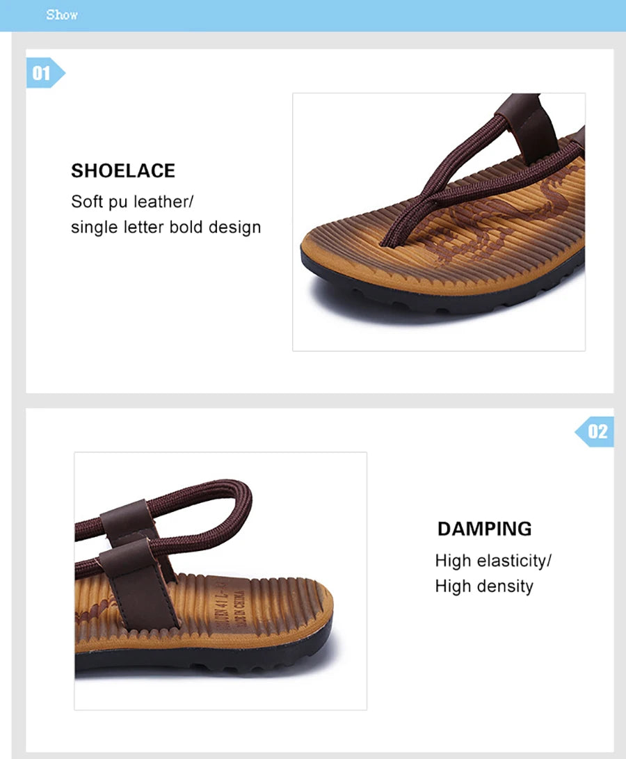 Summer Men Sandals New Beach Slippers High Quality Beach Flip Flops Fashion Solid Flat Outdoor Shoes Outdoors Non-slip Slippers