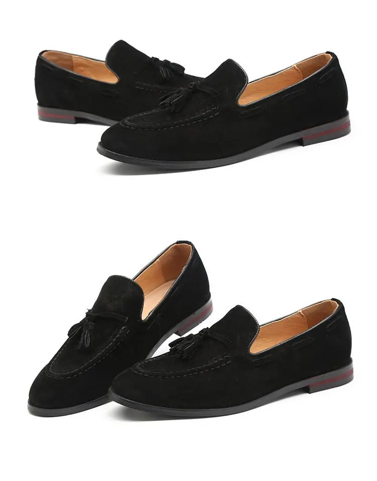 Fashion Men's Casual Shoes Suede Leather Slip-on Mens Trendy Tassels Classic Loafers Moccasins Men Party Wedding Driving Flats