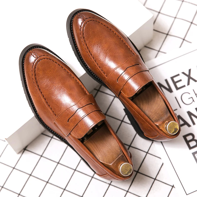 Genuine Men Leather Shoes Italian Black Leather School Shoes Men Leather Dress Shoes & Oxford