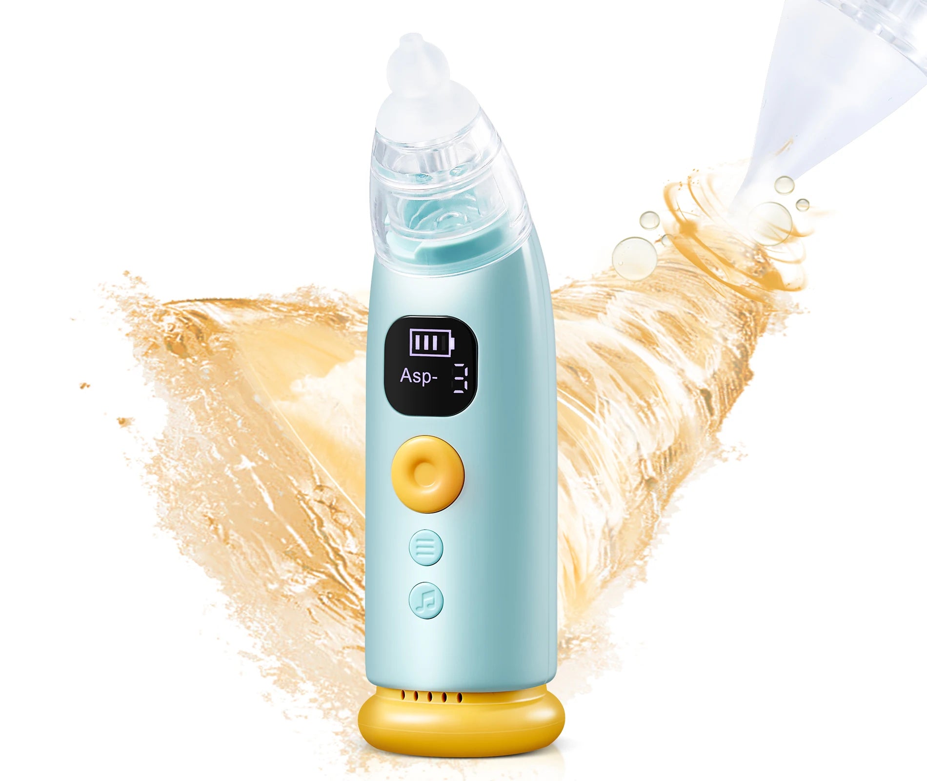Anti Reflux Design Baby Nasal Aspirator-Electric Nose Suction with Adjustable Power,3 Soft Tips,Soothing Music  Light for Babies