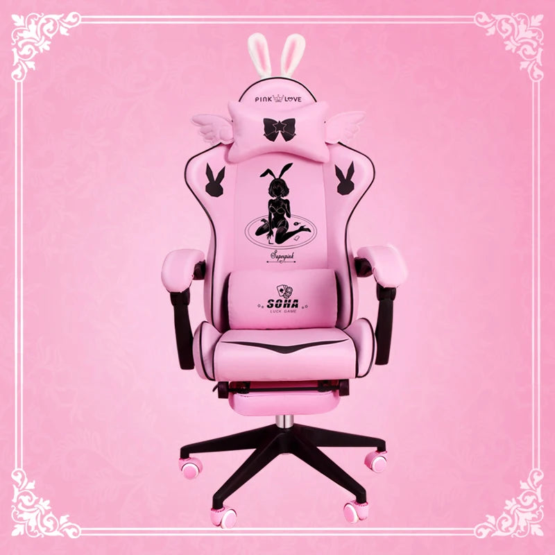 Pink Magic Gaming Chair Girl Game Competitive Rotating Chair Home Liftable Computer Chair Fashion Comfortable Anchor Live Chair