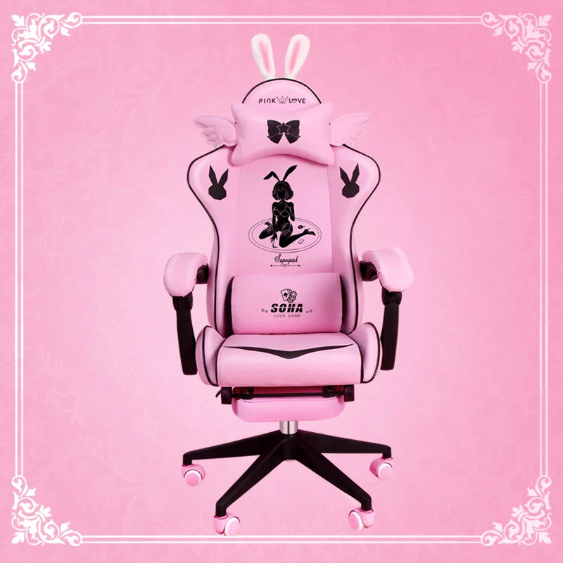 Pink Magic Gaming Chair Girl Game Competitive Rotating Chair Home Liftable Computer Chair Fashion Comfortable Anchor Live Chair