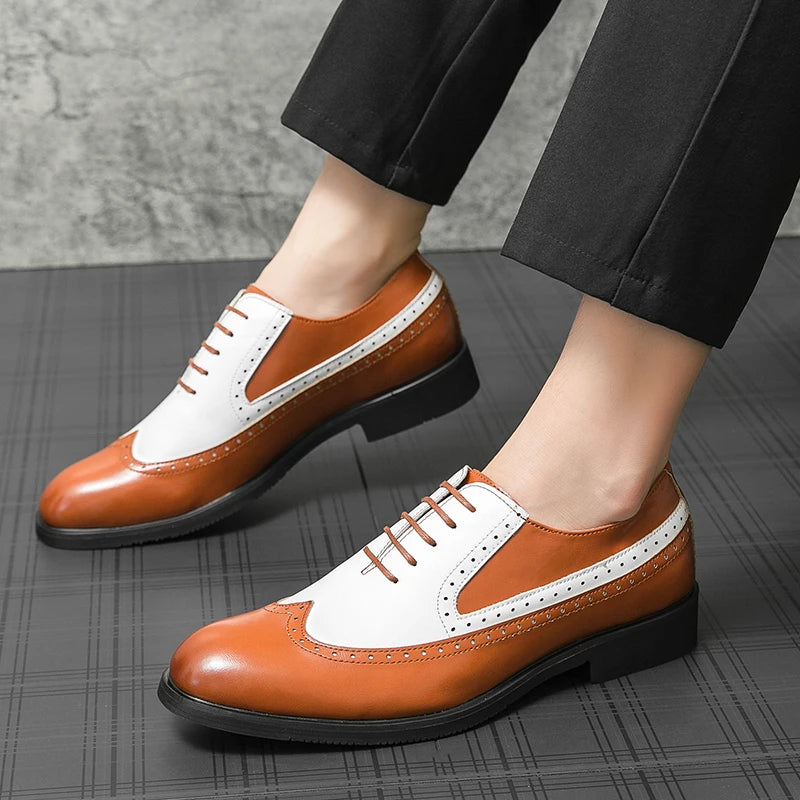 Large Size 38-48 Lace up Men Leather Shoes Office Footwear Wedding Dress Shoes & Oxfords