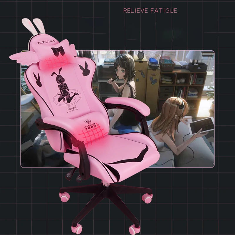 Pink Magic Gaming Chair Girl Game Competitive Rotating Chair Home Liftable Computer Chair Fashion Comfortable Anchor Live Chair