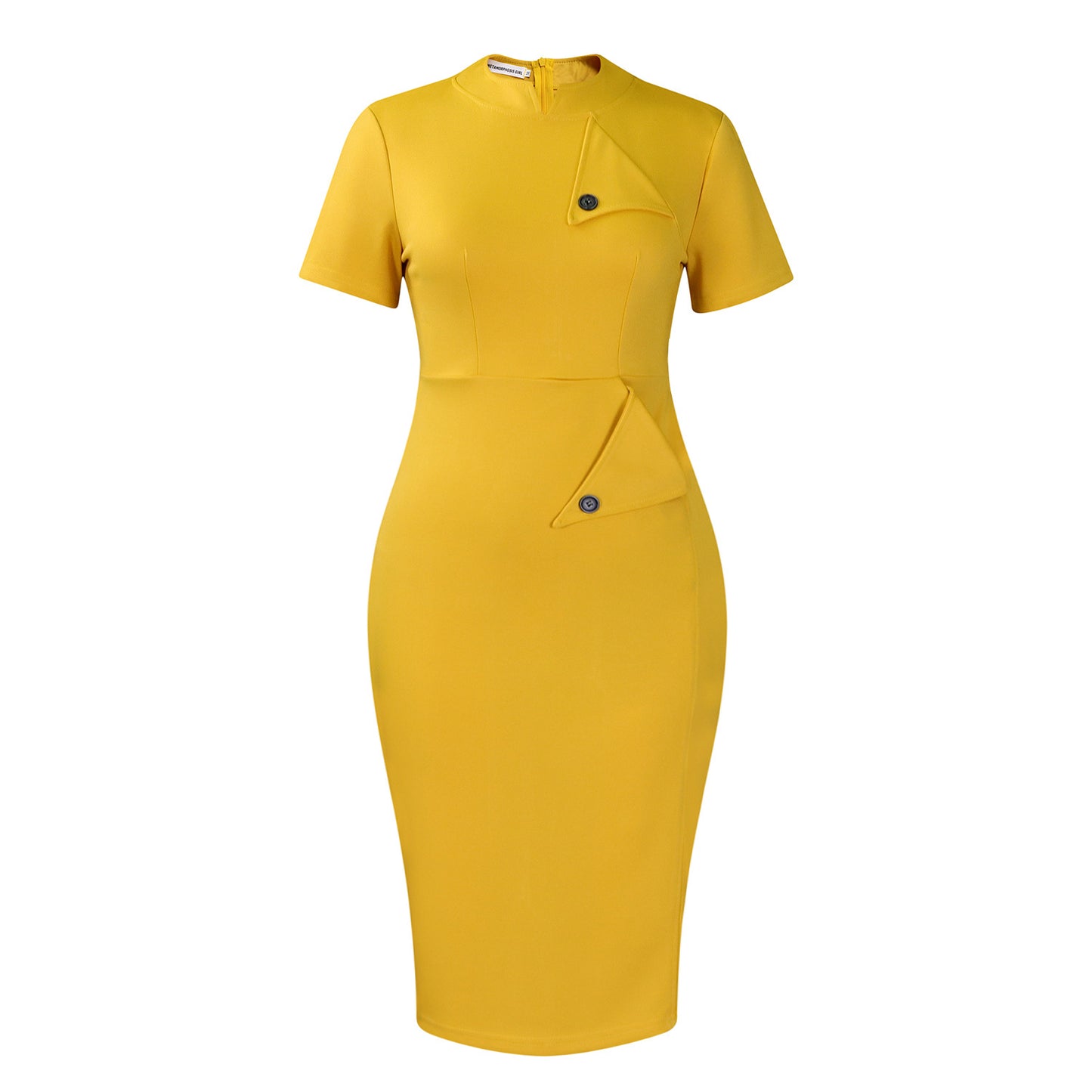 D515 Cross-border Women's Clothing Amazon Fashion Temperament OL Tongle Pencil Short-sleeved Half-high Neck Hip Foreign Trade dress