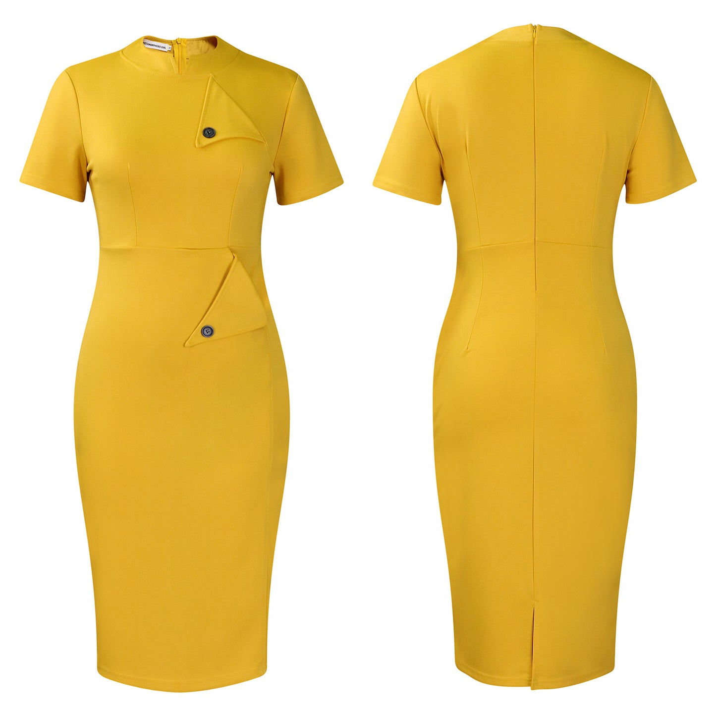D515 Cross-border Women's Clothing Amazon Fashion Temperament OL Tongle Pencil Short-sleeved Half-high Neck Hip Foreign Trade dress