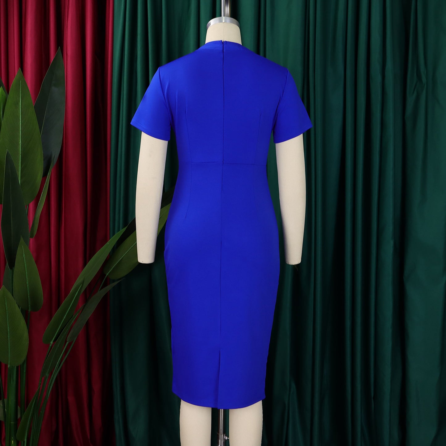 D515 Cross-border Women's Clothing Amazon Fashion Temperament OL Tongle Pencil Short-sleeved Half-high Neck Hip Foreign Trade dress