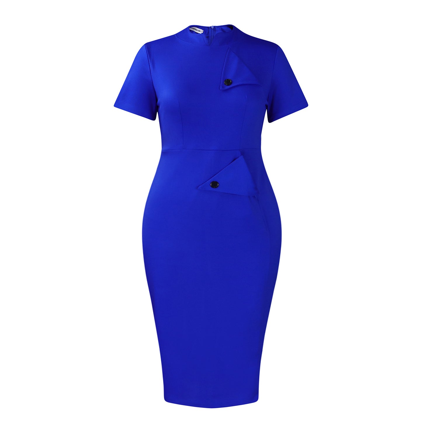 D515 Cross-border Women's Clothing Amazon Fashion Temperament OL Tongle Pencil Short-sleeved Half-high Neck Hip Foreign Trade dress