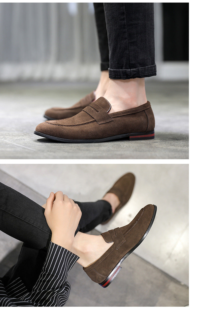 Men Suede Loafers Shoes Tassel Design Leather Casual Shoes Men's Flats Simple Slip on Male Footwear Breathable Solid Large Size