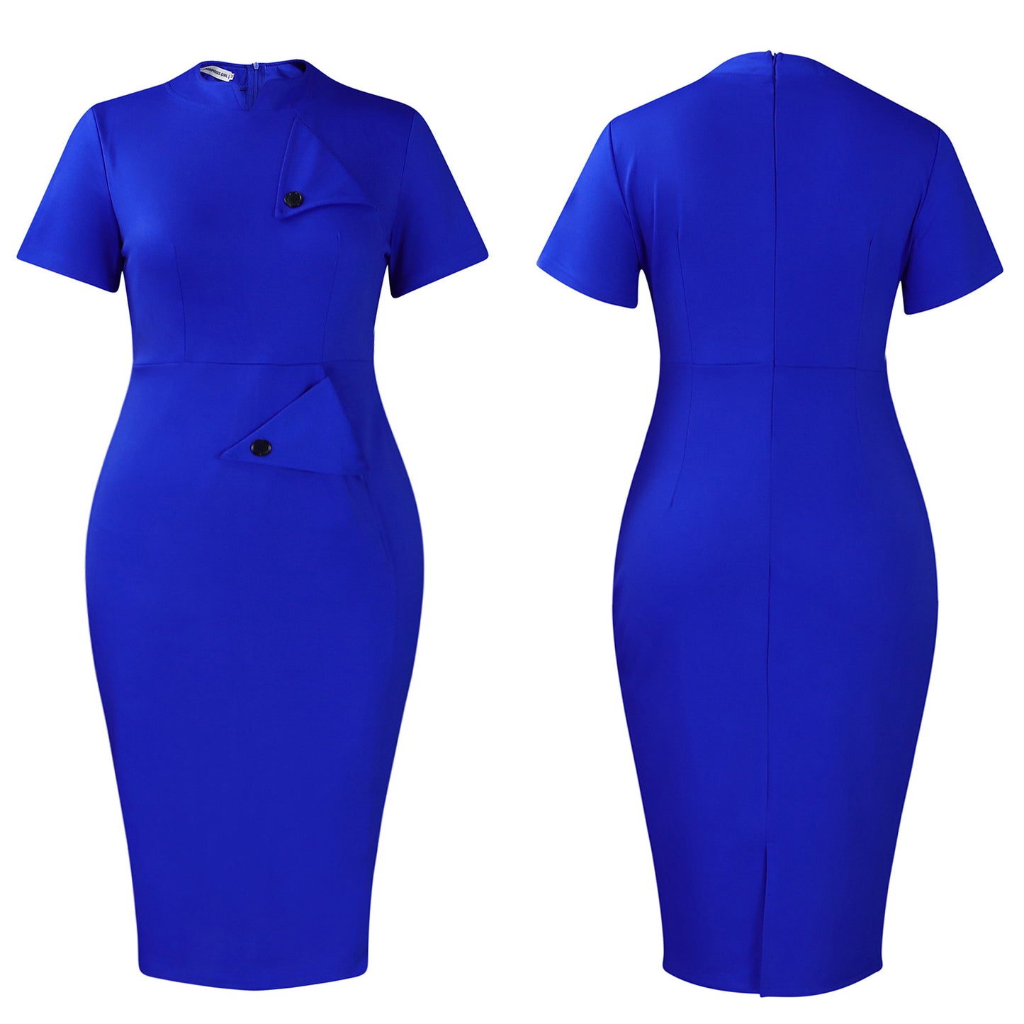 D515 Cross-border Women's Clothing Amazon Fashion Temperament OL Tongle Pencil Short-sleeved Half-high Neck Hip Foreign Trade dress