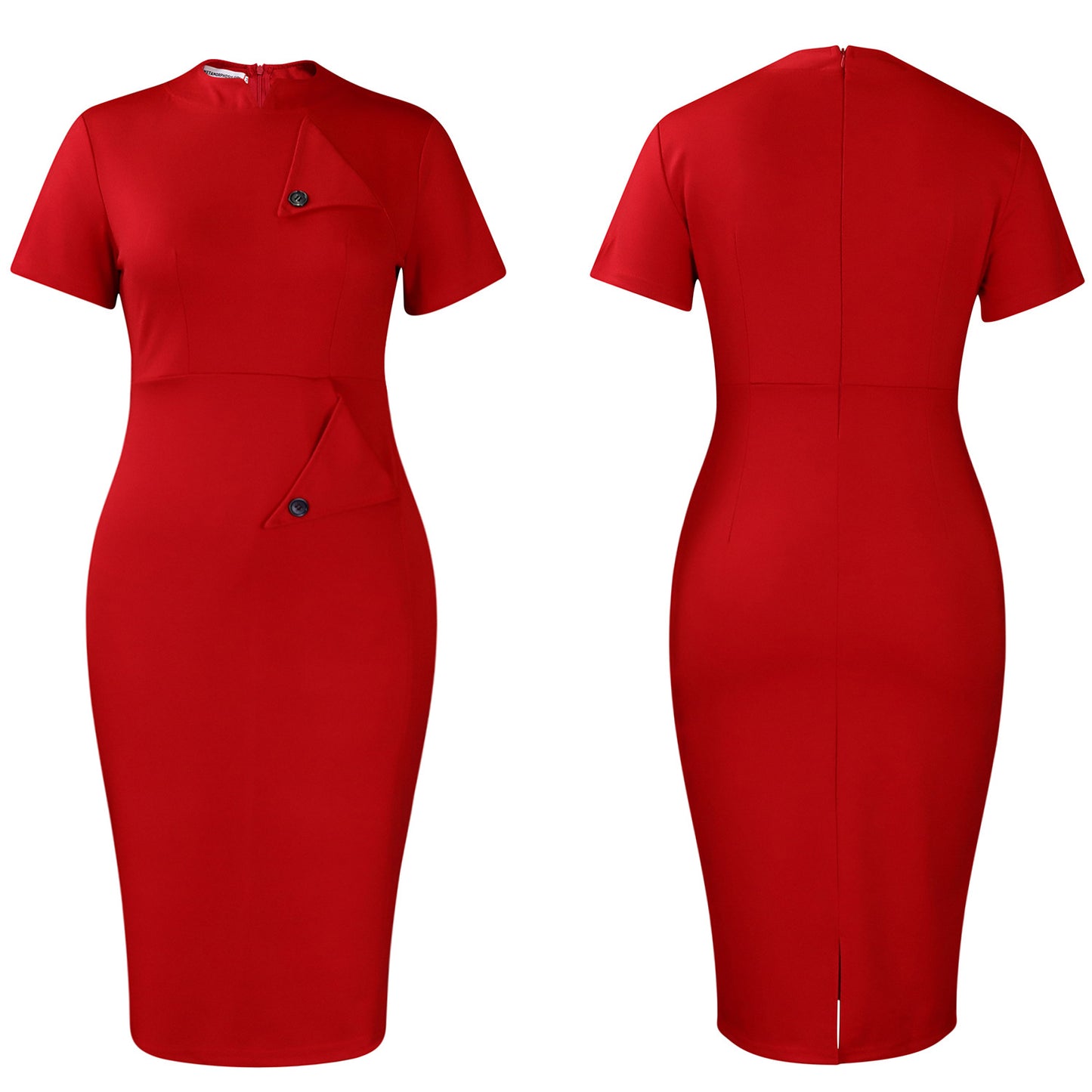 D515 Cross-border Women's Clothing Amazon Fashion Temperament OL Tongle Pencil Short-sleeved Half-high Neck Hip Foreign Trade dress
