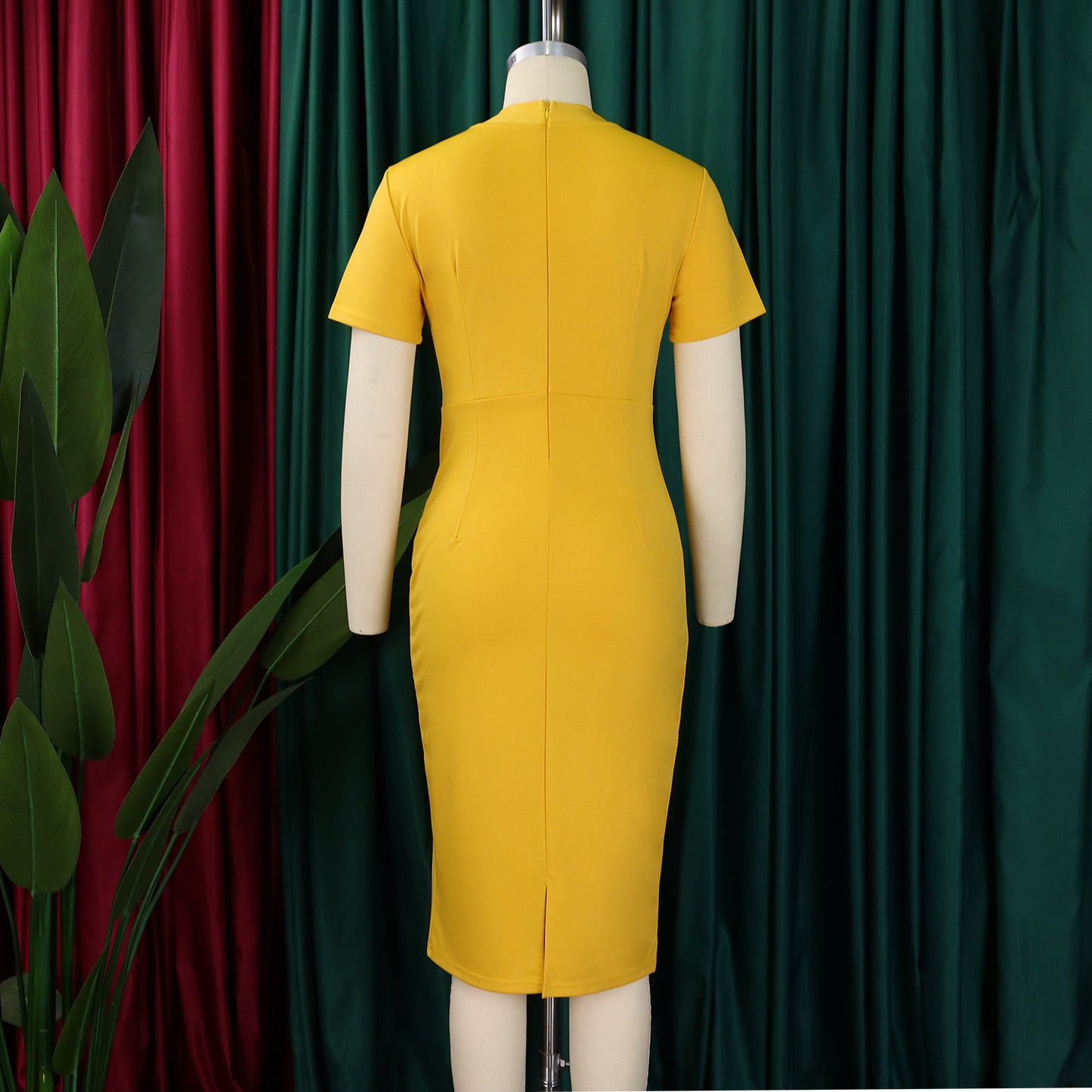 D515 Cross-border Women's Clothing Amazon Fashion Temperament OL Tongle Pencil Short-sleeved Half-high Neck Hip Foreign Trade dress