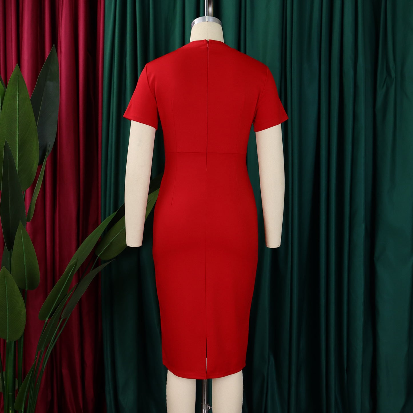 D515 Cross-border Women's Clothing Amazon Fashion Temperament OL Tongle Pencil Short-sleeved Half-high Neck Hip Foreign Trade dress